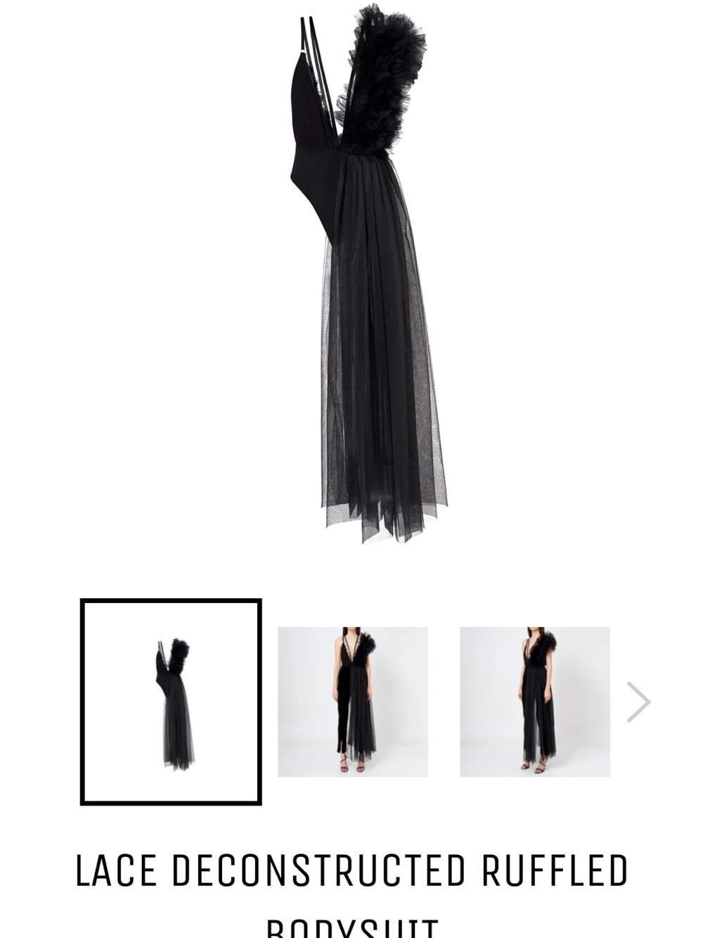 One-Shoulder Black Ruffled Tulle Evening Dress